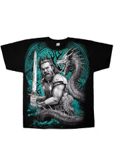 Black Printed With Vikings Fighting With Earthly Serpents